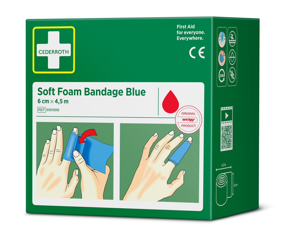 Cederroth Soft Foam sjálflímandi plástur – blár, 6 cm x 4,5 m