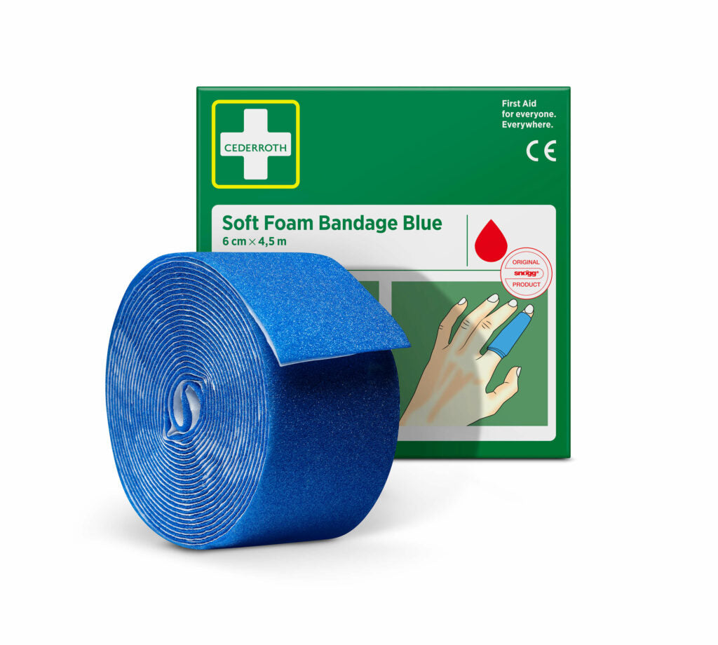 Cederroth Soft Foam sjálflímandi plástur – blár, 6 cm x 4,5 m