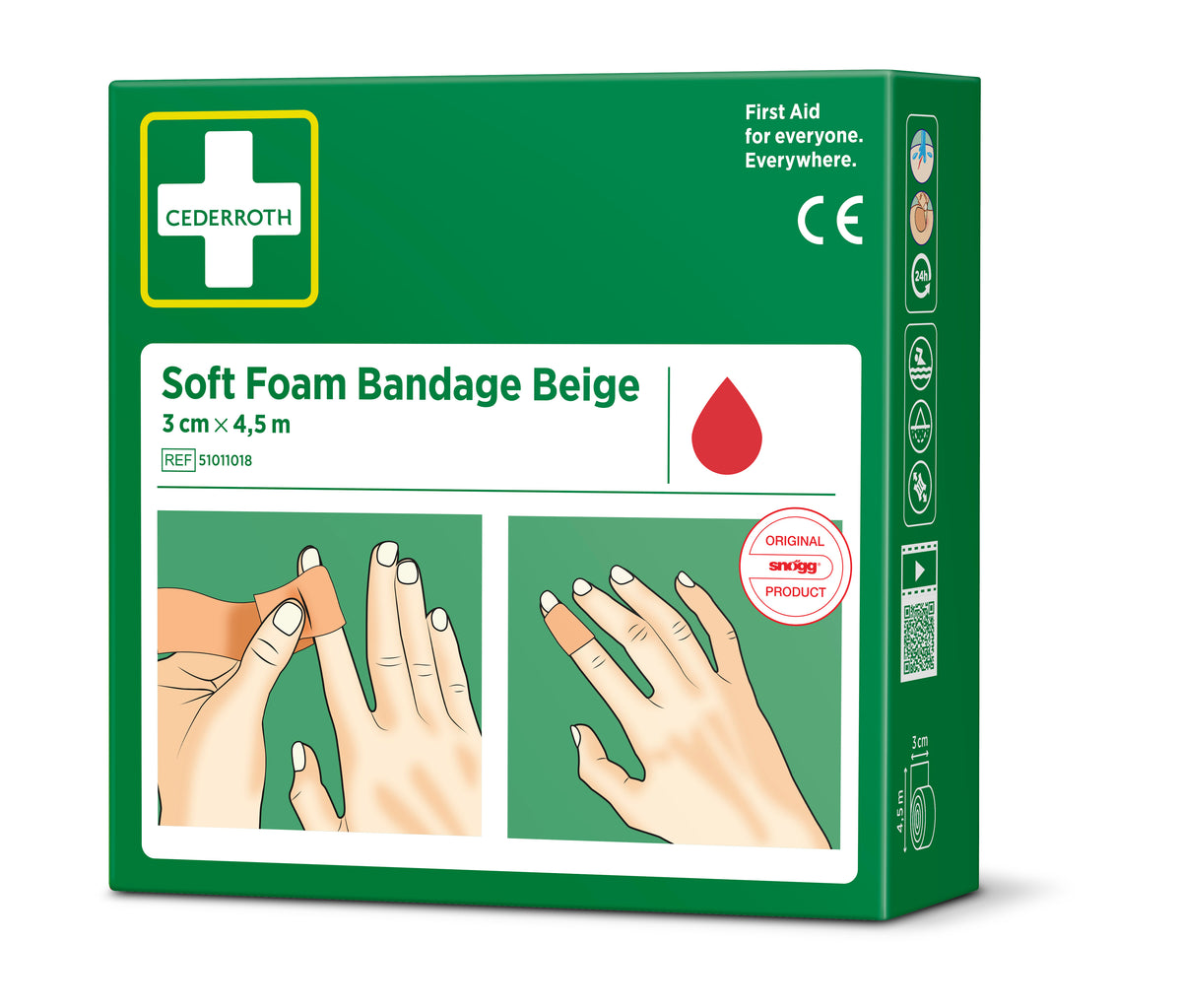 Cederroth Soft Foam sjálflímandi plástur – beige, 3 cm x 4,5 m