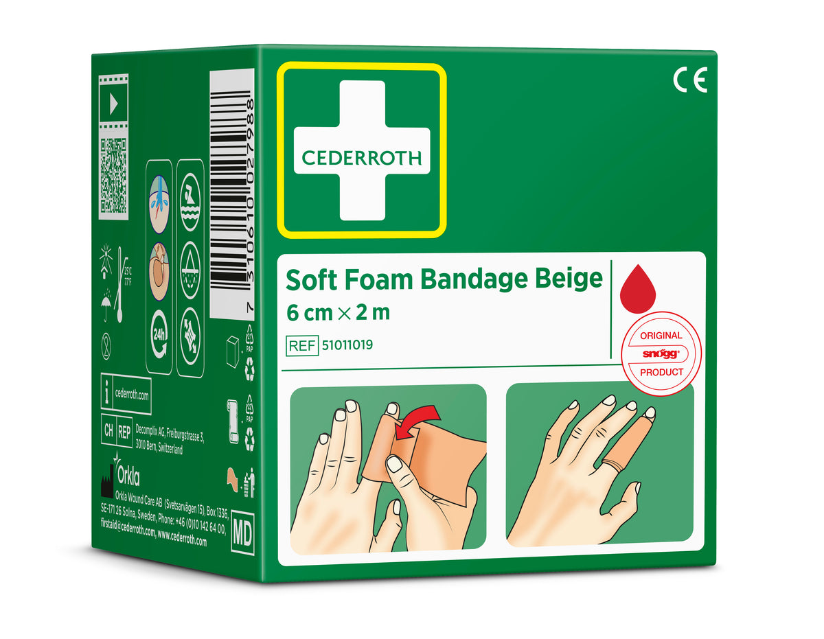 Cederroth Soft Foam sjálflímandi plástur – beige, 6 cm x 2 m