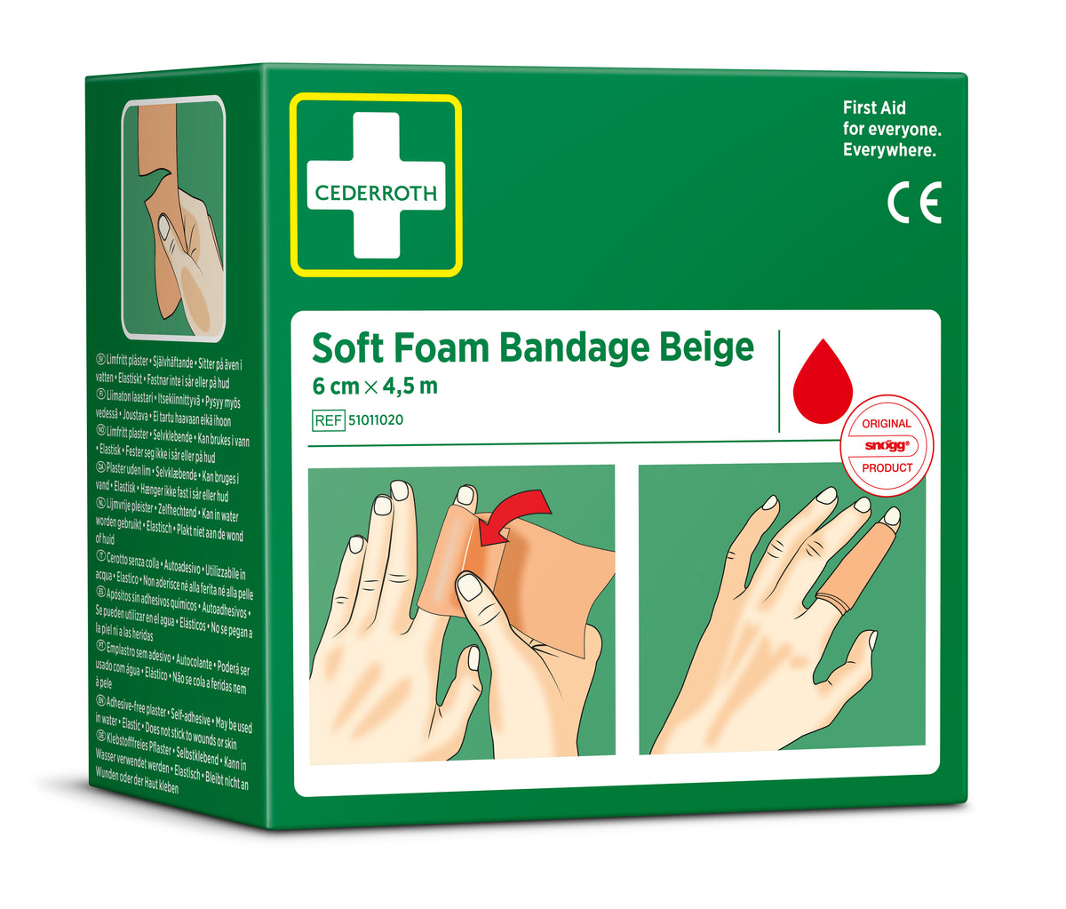 Cederroth Soft Foam sjálflímandi plástur – beige, 6 cm x 4,5 m