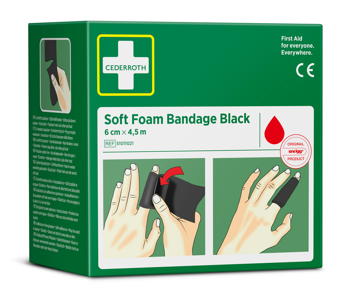 Cederroth Soft Foam sjálflímandi plástur – svartur, 6 cm x 4,5 m