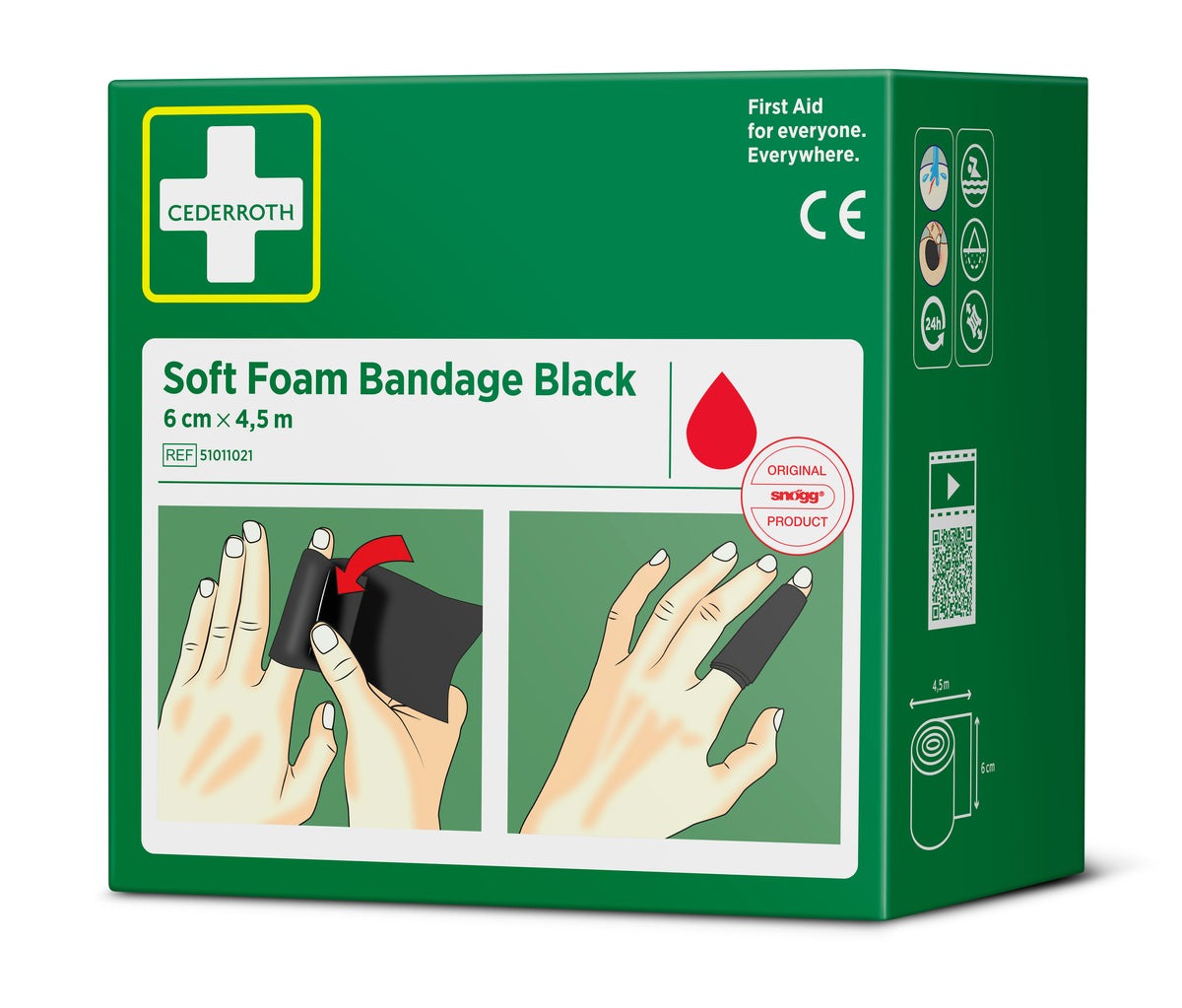 Cederroth Soft Foam sjálflímandi plástur – svartur, 6 cm x 4,5 m