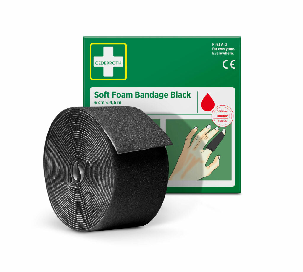 Cederroth Soft Foam sjálflímandi plástur – svartur, 6 cm x 4,5 m
