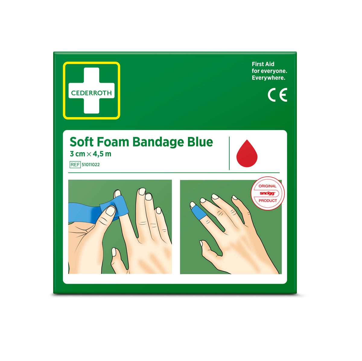 Cederroth Soft Foam sjálflímandi plástur – blár, 3 cm x 4,5 m