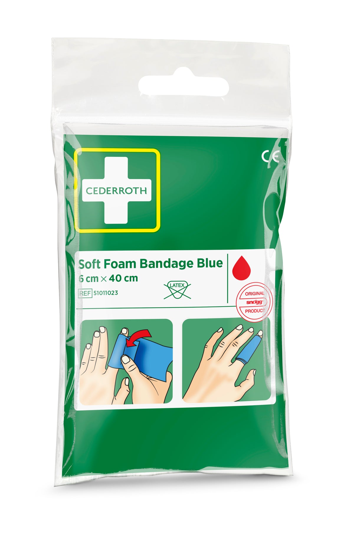 Cederroth Soft Foam sjálflímandi plástur – blár, vasastærð 6 x 40 cm