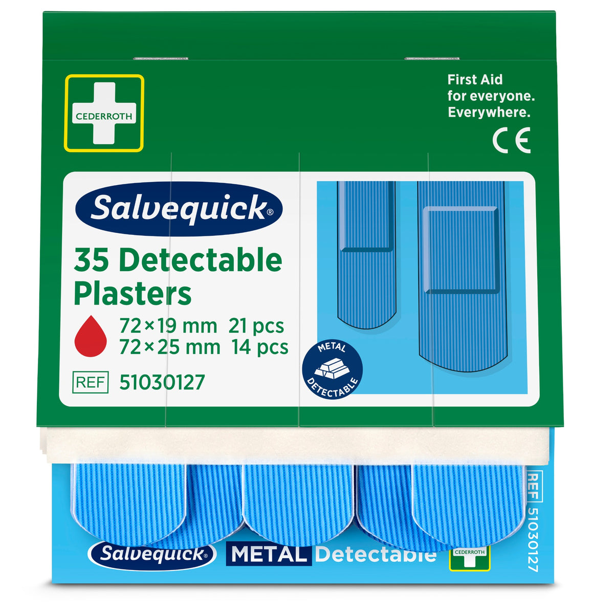 Salvequick bláir greinanlegir plástrar – áfylling 35 stk.