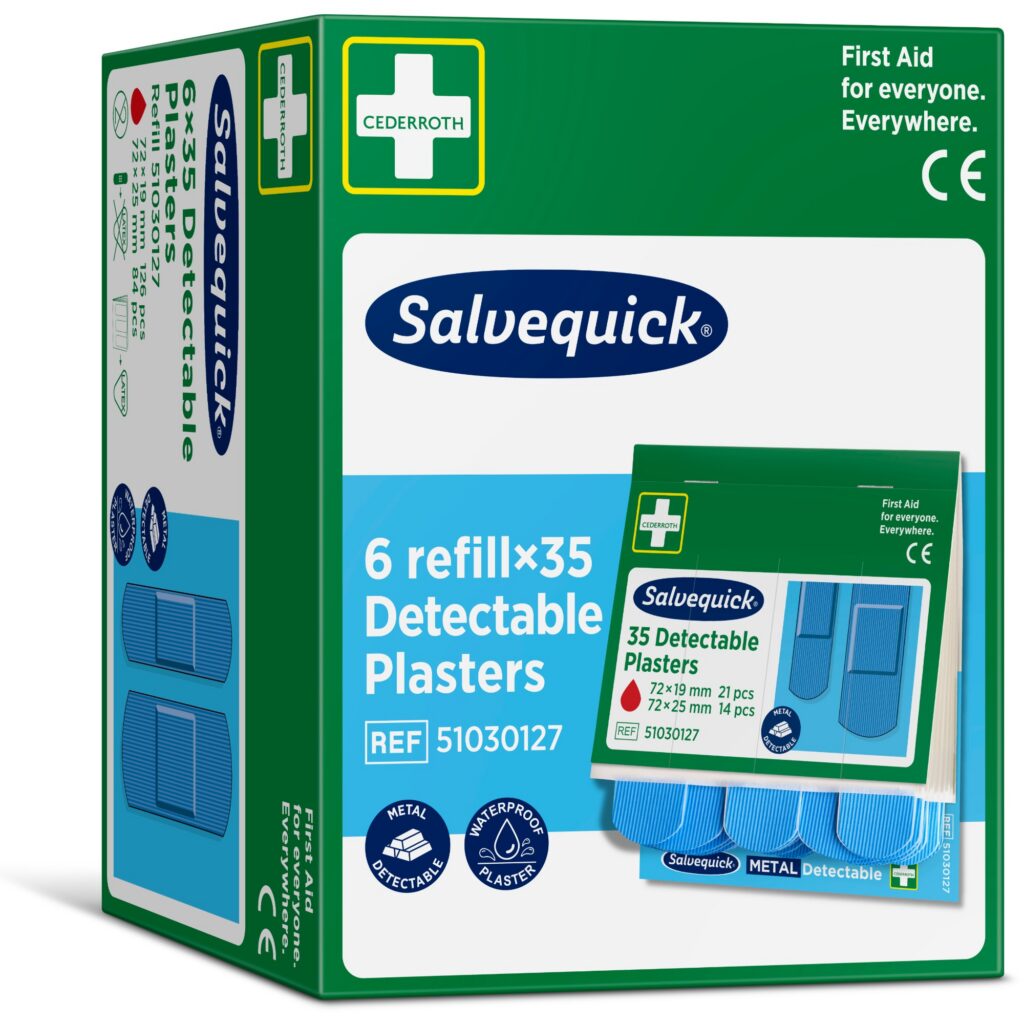 Salvequick bláir greinanlegir plástrar – áfylling 35 stk.