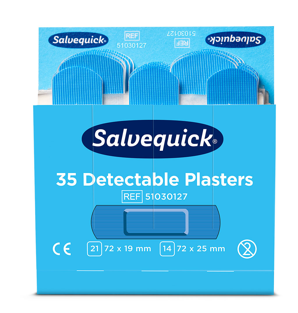 Salvequick Blár skynjanlegur plástur áfylling 35st