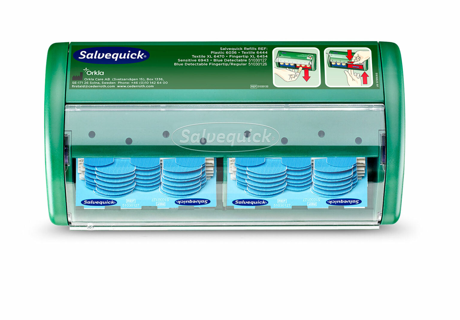 Salvequick plástraskammtari m/ fyllingum-Matvælaplástur (blár)