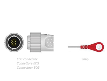 ECG sjúklingakabel 2.2 m - snap - samhæft Cardioline - 54007