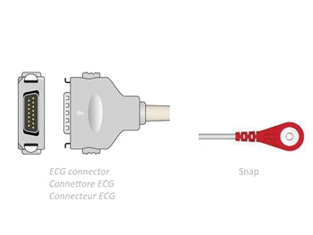 ECG sjúklingakabel 2.2 m - snap - samhæft Fukuda Denshi - 54009