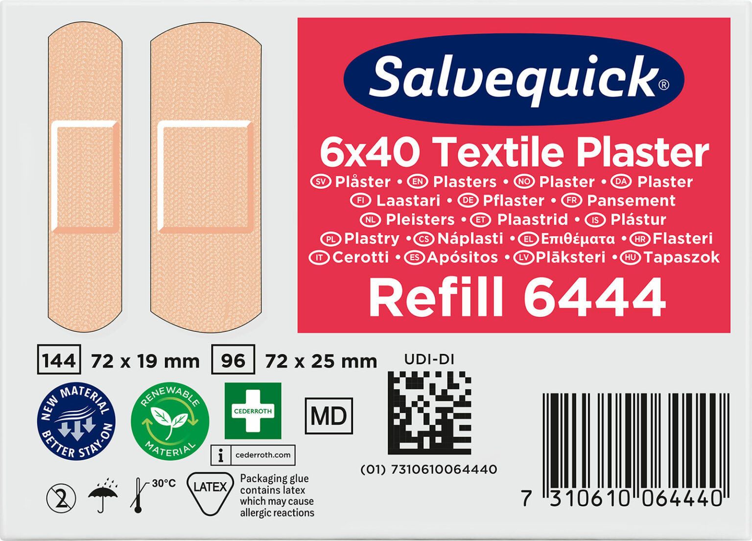 Salvequick plástur áfylling 40st. Textile