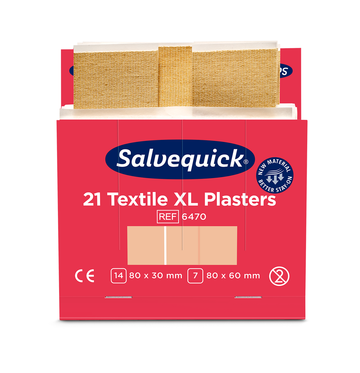 Salvequick extra stórir textílplástrar – áfylling 21 stk.
