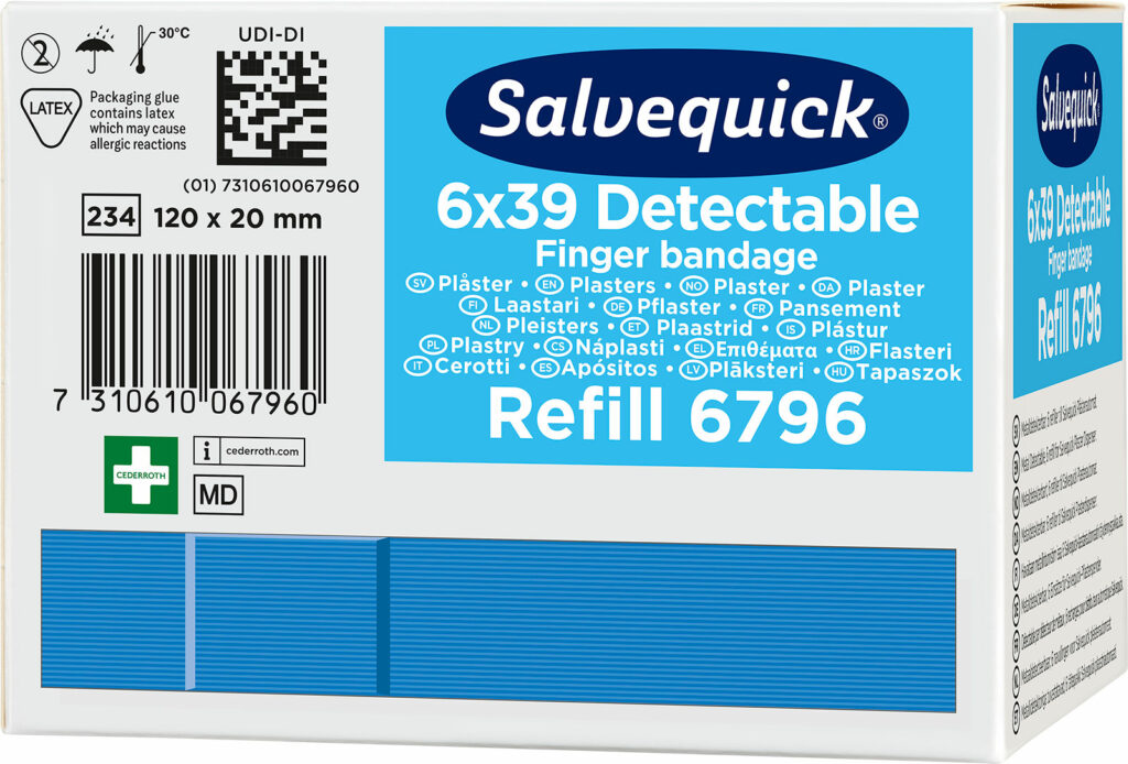 Salvequick bláir greinanlegir fingurplástrar – áfylling 39 stk