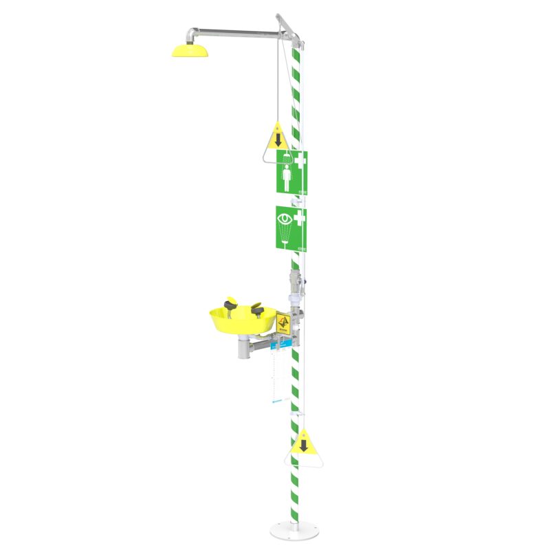 8020 Self-draining emergency station with eye/face wash