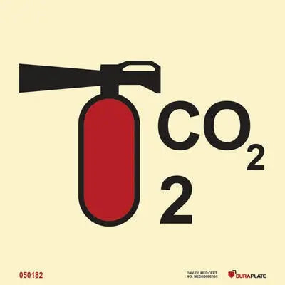 CO2-slökkvitæki 2 kg – sjálflýsandi skilti 150 x 150 mm