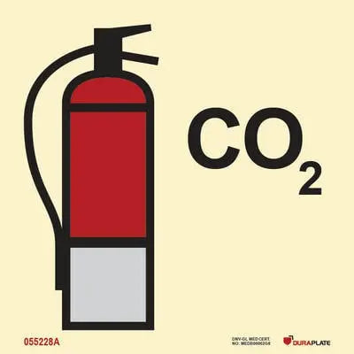 CO2-slökkvitæki – sjálflýsandi skilti 150 x 150 mm