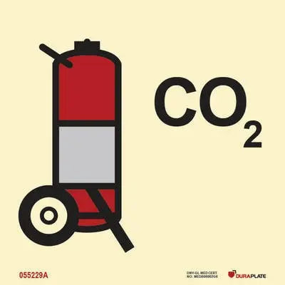CO2-slökkvitæki á hjólum – sjálflýsandi skilti 150 x 150 mm