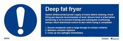Öryggisleiðbeiningar fyrir djúpsteikingarpott – sjálflýsandi skilti 300 x 100 mm