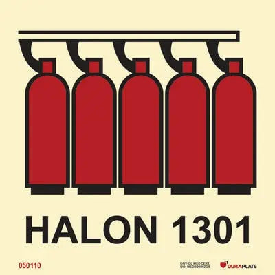 Halon 1301 hylkjasamþæða – sjálflýsandi skilti 150 x 150 mm