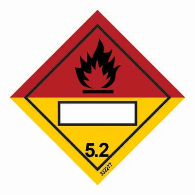 Hættumerki – flokkur 5.2, lífræn peroxíð (svart) – sjálflýsandi skilti 250 x 250 mm