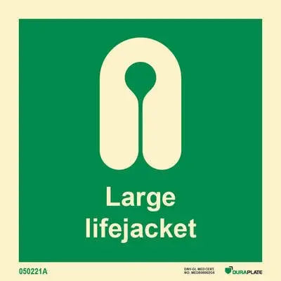 Björgunarvesti – stórt – sjálflýsandi skilti 150 x 150 mm