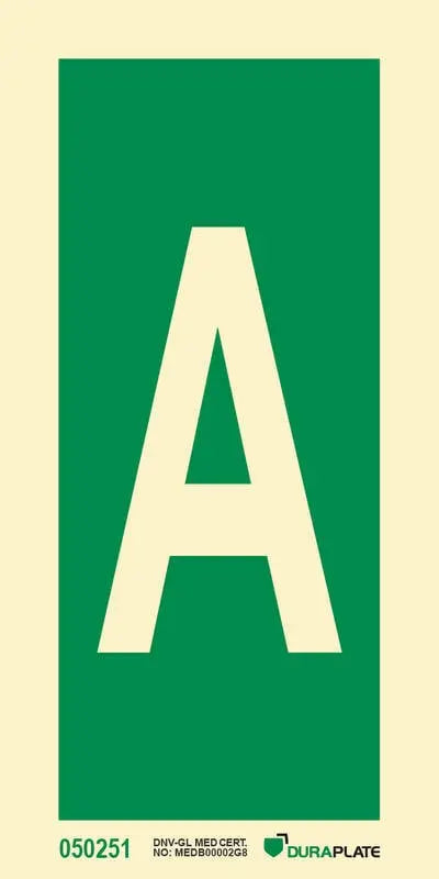 Bókstafur A – sjálflýsandi skilti 75 x 150 mm
