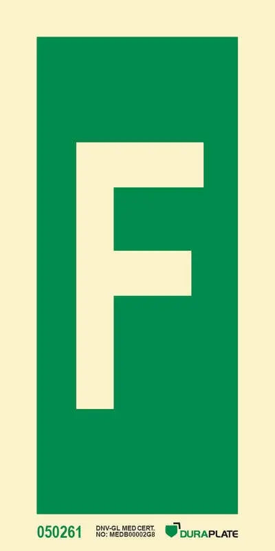 Bókstafur F – sjálflýsandi skilti 75 x 150 mm