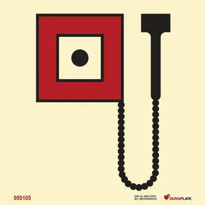 Handvirkur brunaboði – sjálflýsandi skilti 150 x 150 mm