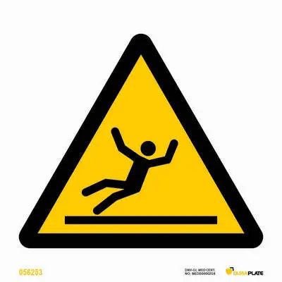 Viðvörun – hált yfirborð – sjálflýsandi skilti 150 x 150 mm