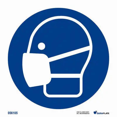 Notið rykgrímu – sjálflýsandi skilti 150 x 150 mm