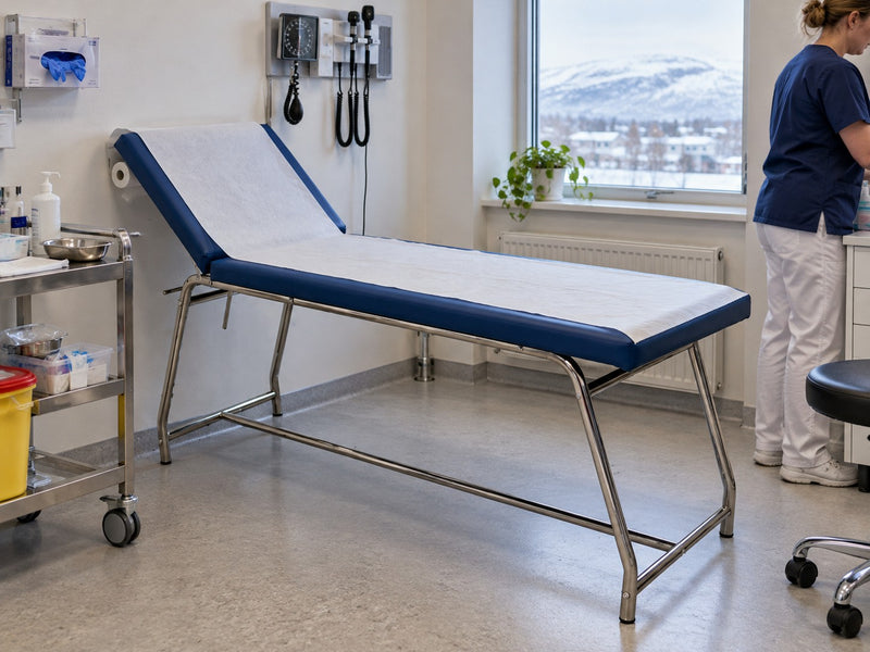 Skoðunarbekkur og búnaður á læknastofu